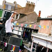 Nick Cave And The Bad Seeds performing on the roof of Resident Music