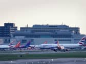 Passenger planes at Gatwick Airport