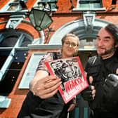 Landlady Sarah Gibson, with Nick J Townsend, who will be returning with his band WEAK13 to perform at The Boars Head, Kidderminster, which banned the band 20 years ago because they were ‘far too loud’