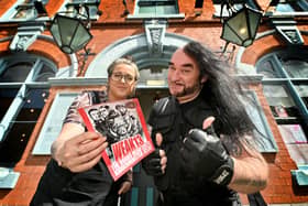 Landlady Sarah Gibson, with Nick J Townsend, who will be returning with his band WEAK13 to perform at The Boars Head, Kidderminster, which banned the band 20 years ago because they were ‘far too loud’