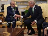 US President Donald Trump during a bilateral meeting with Taoiseach Micheal Martin in the Oval Office at the White House in Washington DC, as part of his visit to the US for St Patrick’s Day in March