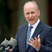 Taoiseach Micheál Martin speaks to members of the media at Farmleigh House, Dublin