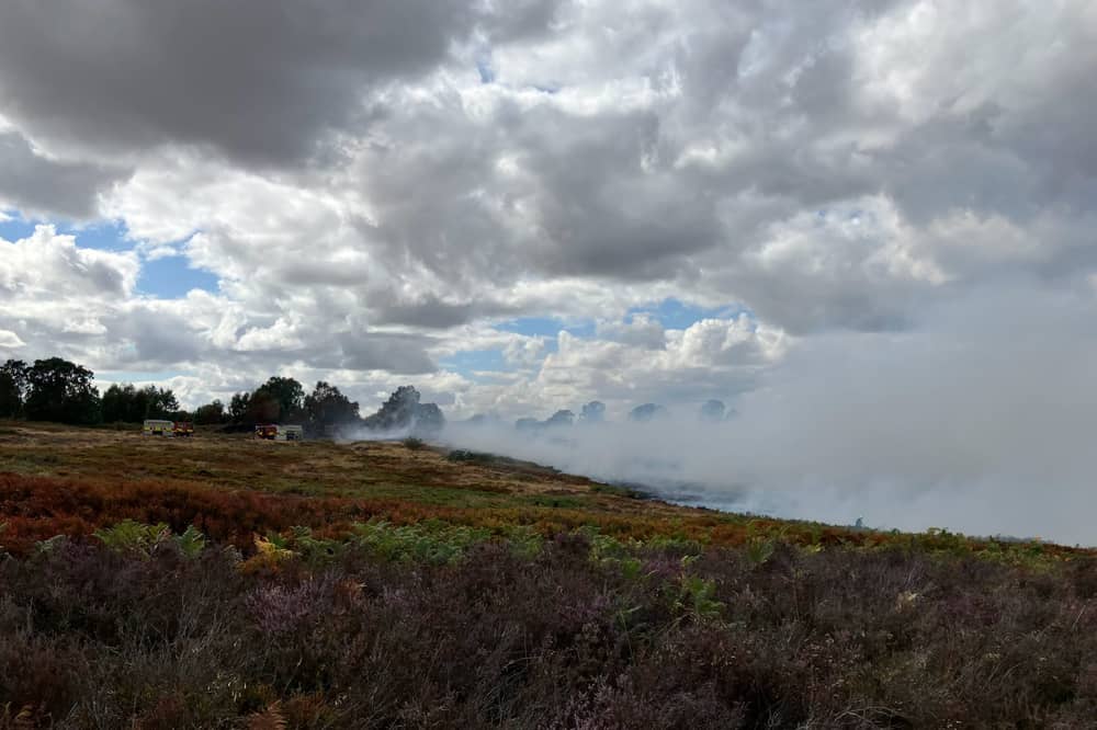 Smoke in the air after blaze on Cannock Chase