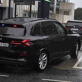 Garda vehicles arrive at the Central Criminal Court in Dublin