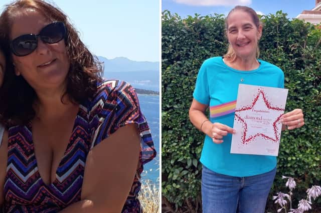 Julie before and after her weight loss
