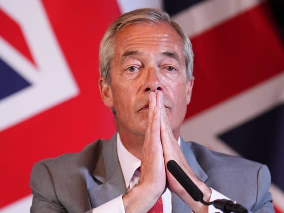 Nigel Farage at a Reform UK press conference in London