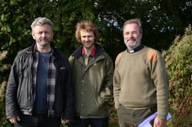 Pictured, from left, Hollywood actor Michael Sheen, environmental chemist Dr Dave Megson,
