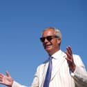 Reform UK leader Nigel Farage arrives to cast his vote in the Clacton by-election