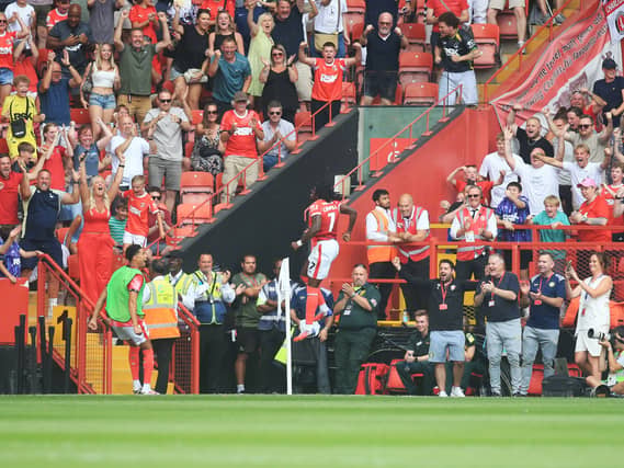 Tyreece Campbell celebrates after scoring Charlton's winner
