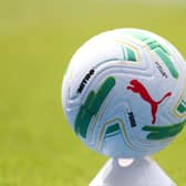 A general view of a football on a pitch