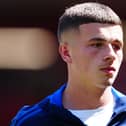 Jake Evans warms up for a game with his parent club Leicester