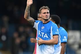 Jack Diamond waves to the Stockport fans