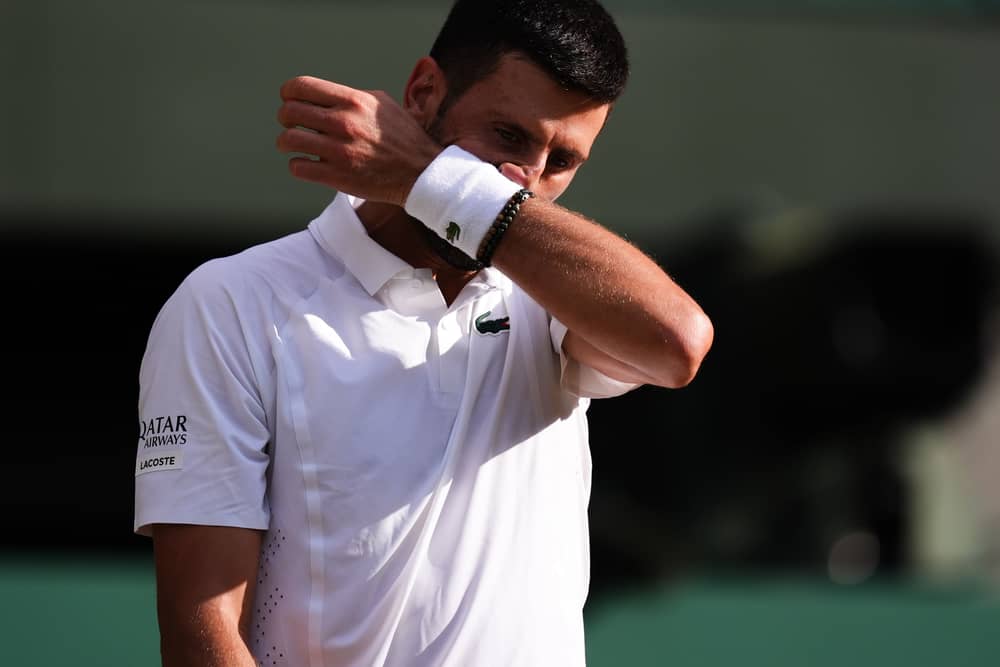 Novak Djokovic in action at Wimbledon 2026
