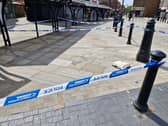 The aftermath of the assault can be seen on the groun