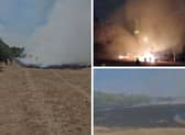 Withymoor playing fields and Corbett Meadow pictured on fire on August 13