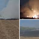 Withymoor playing fields and Corbett Meadow pictured on fire on August 13