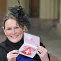 Claire Lomas after her investiture at Buckingham Palace