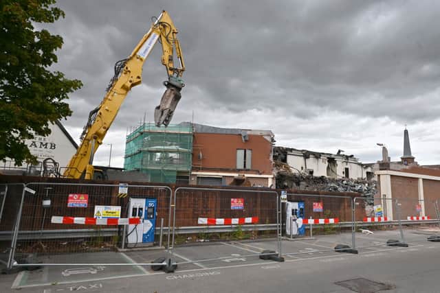 The former Wilko store building in Stafford Town Centre is being demolished.