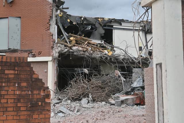 The former Wilko store building in Stafford Town Centre is being demolished.