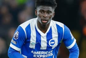 Carlos Baleba in action for Brighton