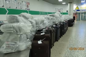 The suitcases and drugs were seized and the 11 couriers arrested. Photo: National Crime Agency