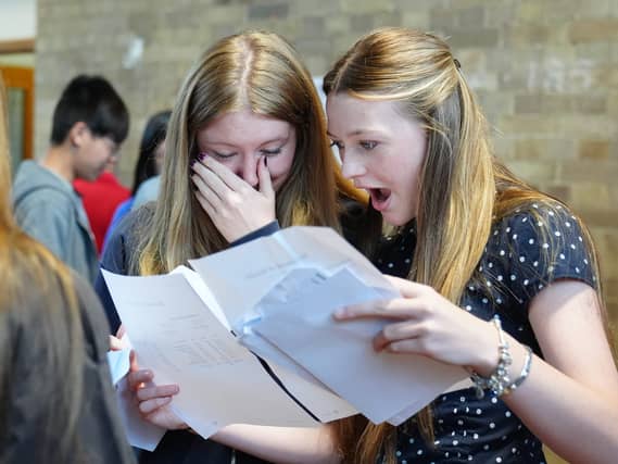 Pupils collect their GCSE results in Eaglescliffe, North Yorkshire
