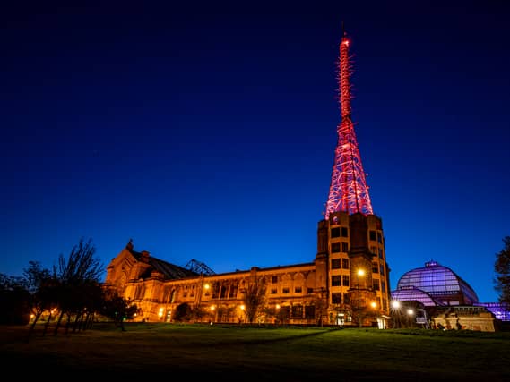 BBC Mast illuminated at Alexandra Palace