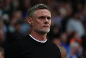 Bradford manager Graham Alexander frowns during the League One win at Sheffield Wednesday
