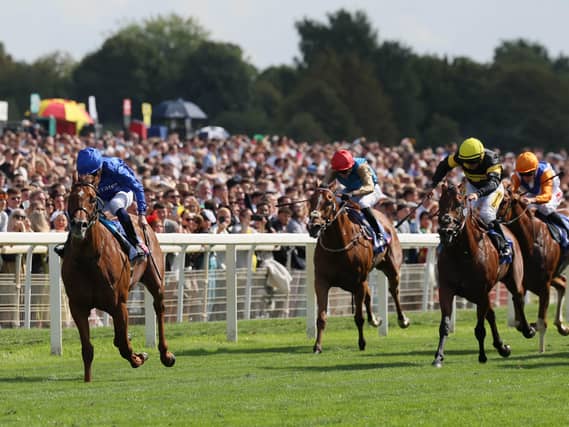 Notable Speech (left) winning the City of York Stakes