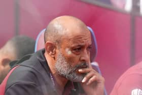 West Ham manager Nuno Espirito Santo sits in the dugout