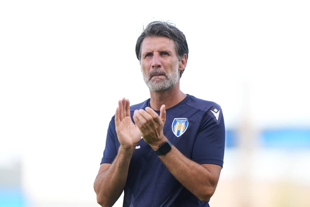 Colchester manager Danny Cowley applauds