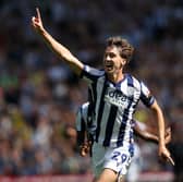Harry Whitwell races away in celebration after drawing Albion level against Burnley with his first Championship goal.