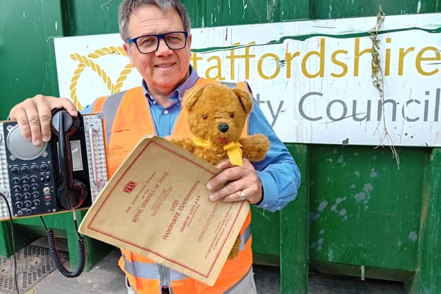 Councillor Andrews Mynors with some of the unusual items brought into recycling centres