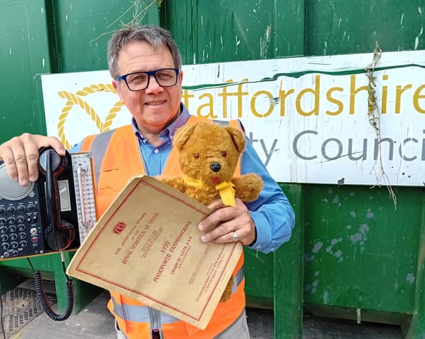Councillor Andrews Mynors with some of the unusual items brought into recycling centres