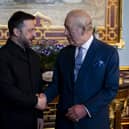 The King, right, and Ukrainian President Volodymyr Zelensky