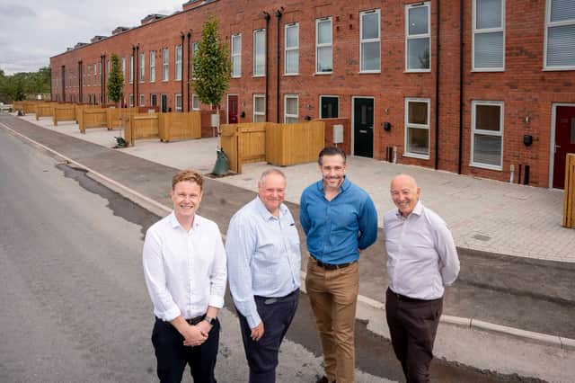 L-R: Stephen McWilliams - development director, Kennedy Wilson, Councillor Stephen Simkin - leader of Wolverhampton Council, James Dickens - managing director of Wavensmere Homes, Tim Johnson - chief executive of Wolverhampton Council