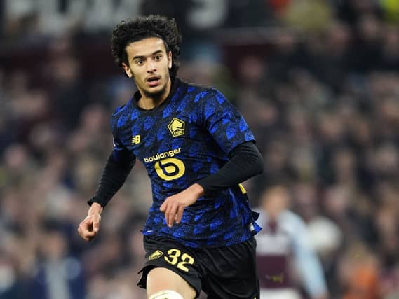 Ayyoub Bouaddi playing for Lille