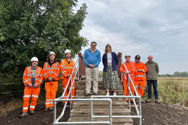 Councillors Andrew Mynors, Hayley Coles and SCC's structures and rights of way team who worked on Burston Bridge.jpeg