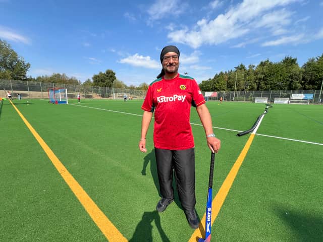 Warinder Juss MP at the walking hockey session at WV Active