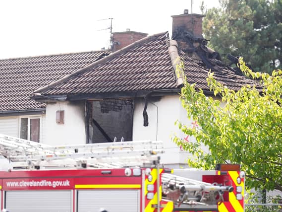 Emergency services at fire scene