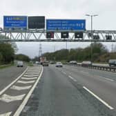 The breakdown has left all but one lane blocked on the M6. Photo: Google Street Map