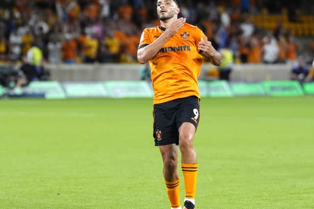 Raul Jimenez in the club's gold home kit