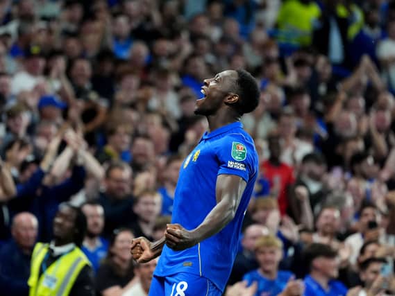 Chelsea’s Danny Welbeck celebrates scoring