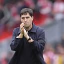 Liverpool manager Andoni Iraola applauds