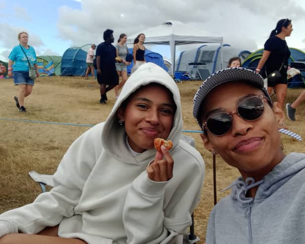 Paige Hardiman, of Willenhall, with sister Liv Ejiofor at Big Church Festival.