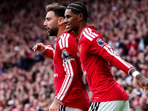 Rashford and Fernandes celebrate