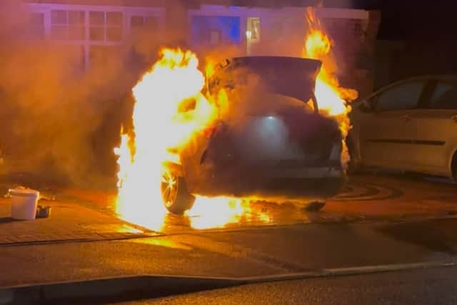 Car on fire in Yale Road, Willenhall.