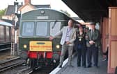 Train driver Bob Dunn (right), Bewdley Mayor Sharon Harvey (middle) and Severn Valley Director Gus Dunster (left)