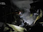 Firefighters put out a fire