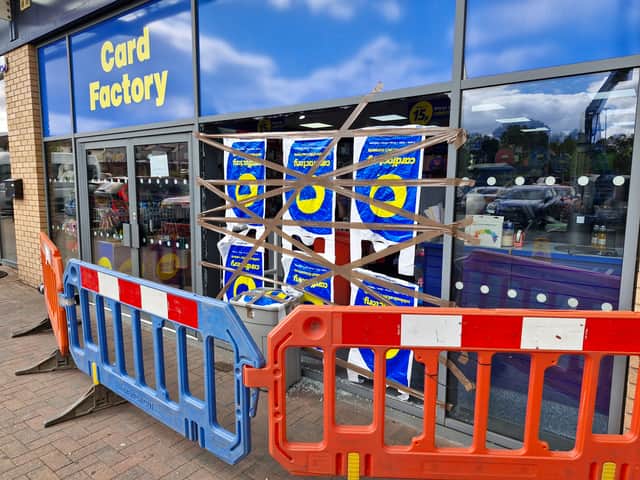 The Card Factory shop in Hednesford was hit by a vehicle on Tuesday morning